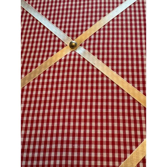 Red Gingham Photo Fabric Notice / Pin / Memory / Memo Board with Cow Clips - Picture 3 of 7